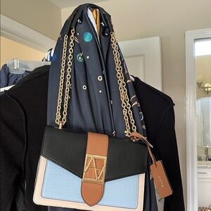 Aldo navy , Blue, and Tan Crossbody Bag
